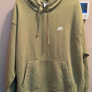 Nike Olive Green Pullover Hoodie with Embroidered Logo